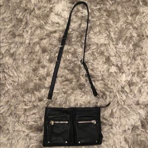 black crossbody bag with zippers